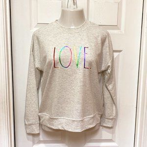 NWT Rae Dunn Rainbow Foil LOVE Sweatshirt PRIDE